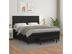 Vidaxl Cama Com Molas/colchão 160x200 Cm Couro Artificial Preto