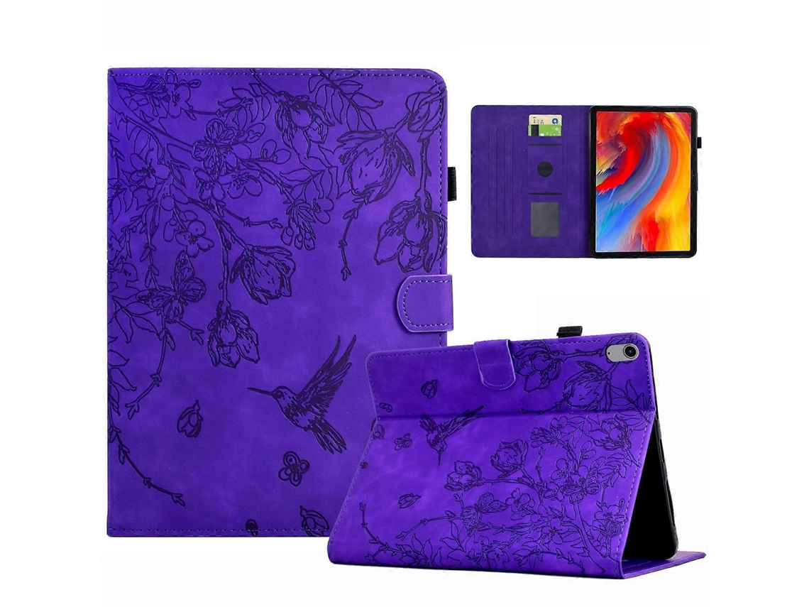 Capa de couro inteligente com estampa de flores e pássaros Webake para tablet