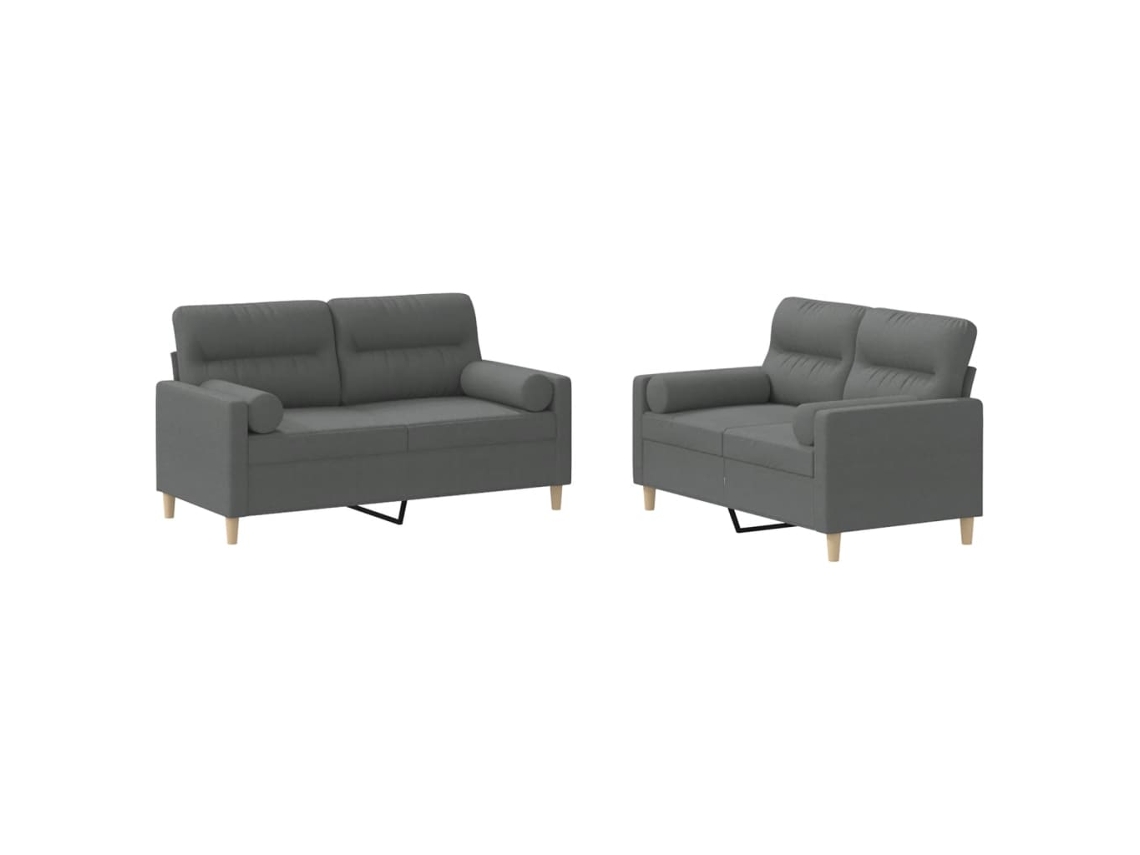 Conjunto de Sofás 2 Peças com Almofadas tecido cinzento escuro MAISON EXCLUSIVE