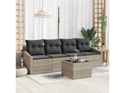 Vidaxl Conjunto De Sofás 5 Unid. Cinza Claro E Cinza Escuro Vime Pe