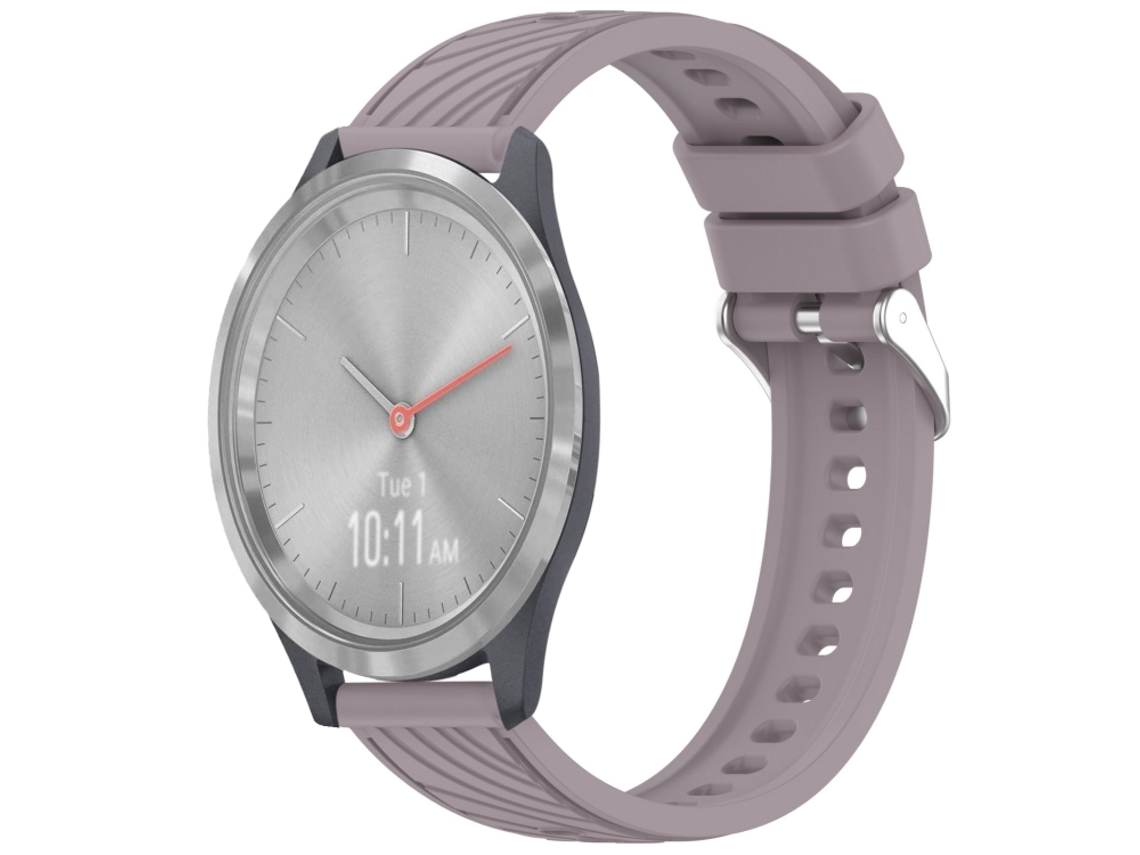 Bracelete para Garmin Vivomove 3s Silicone Textura Listrada Fivela de Aço Prate Roland Purple XIAOMOYU (18mm)
