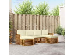Vidaxl Conjunto De Sofás Para Exterior 6 Unid. Natural E Creme