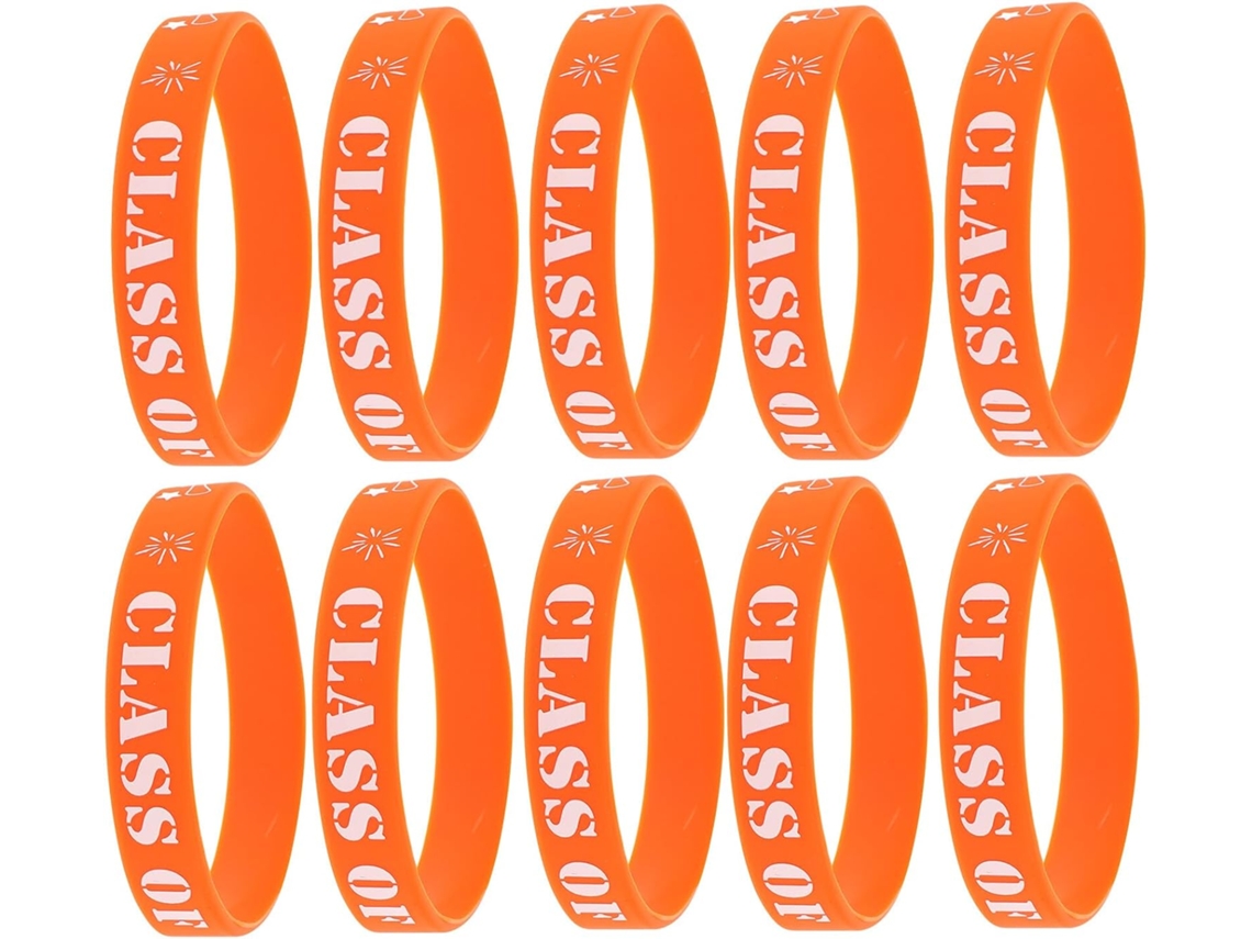 Pulseiras Toyandona em silicone laranja, Turma de 2025. Confortáveis e duráveis, perfeitas para festas.