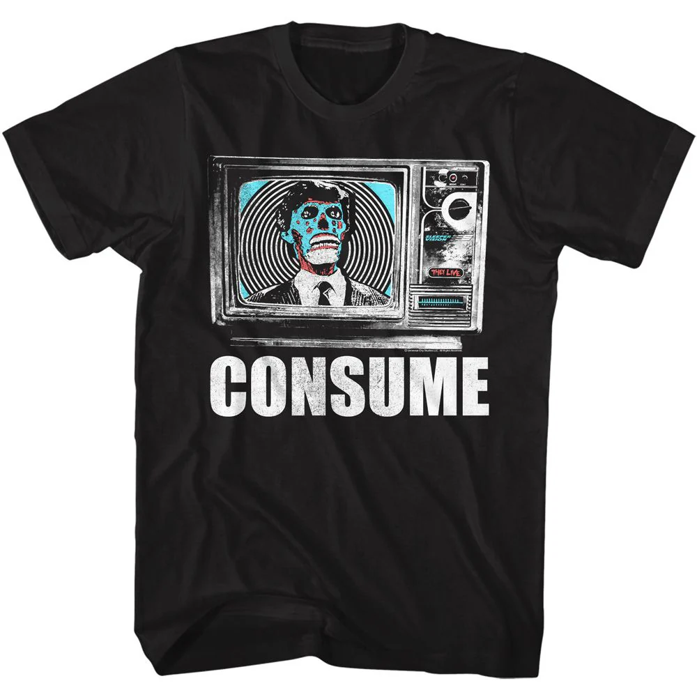 Unisex Adult T-shirt Rockinstone They Live Movie Consume Black Sizexxl