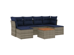 Conjunto de Sofá de Jardim, 7 Peças, Almofadas, Rattan Cinza MAISON EXCLUSIVE