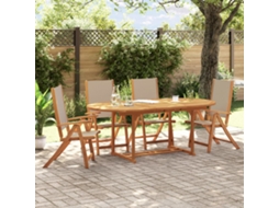 5 Pcs Conjunto De Jantar Para Jardim Acácia Maciça E Textilene Dkd Home Decor