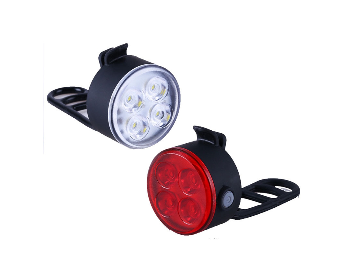 Rebe-conjunto De Luzes Para Bicicleta Ld-2209 Recargable Por Usb Super Brilhante 4 Led 4 Modos Impermeável 400mah Luz Dianteira E Traseira
