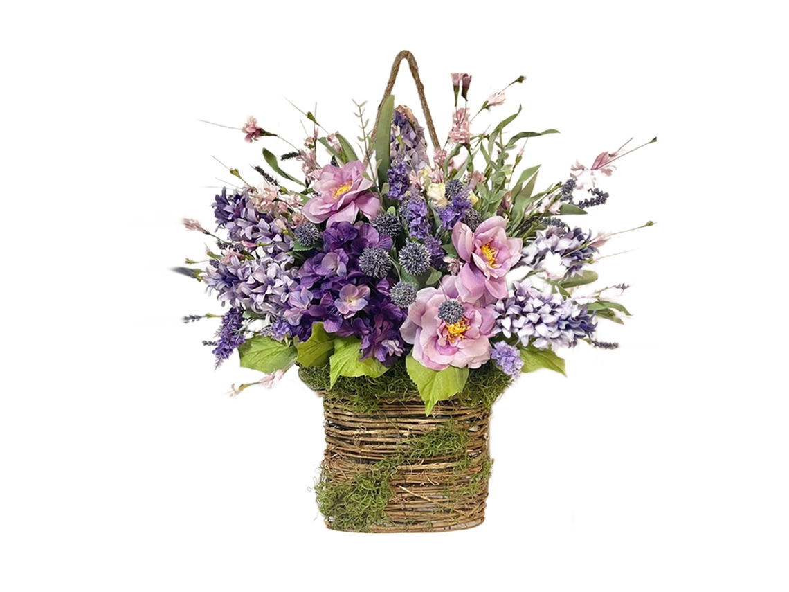 Cesto Pendente Primavera Verão Frutas Flores Silvestres