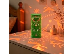 Luminária De Natal Com Projeção Árvore Renas Em Tecido Macio E