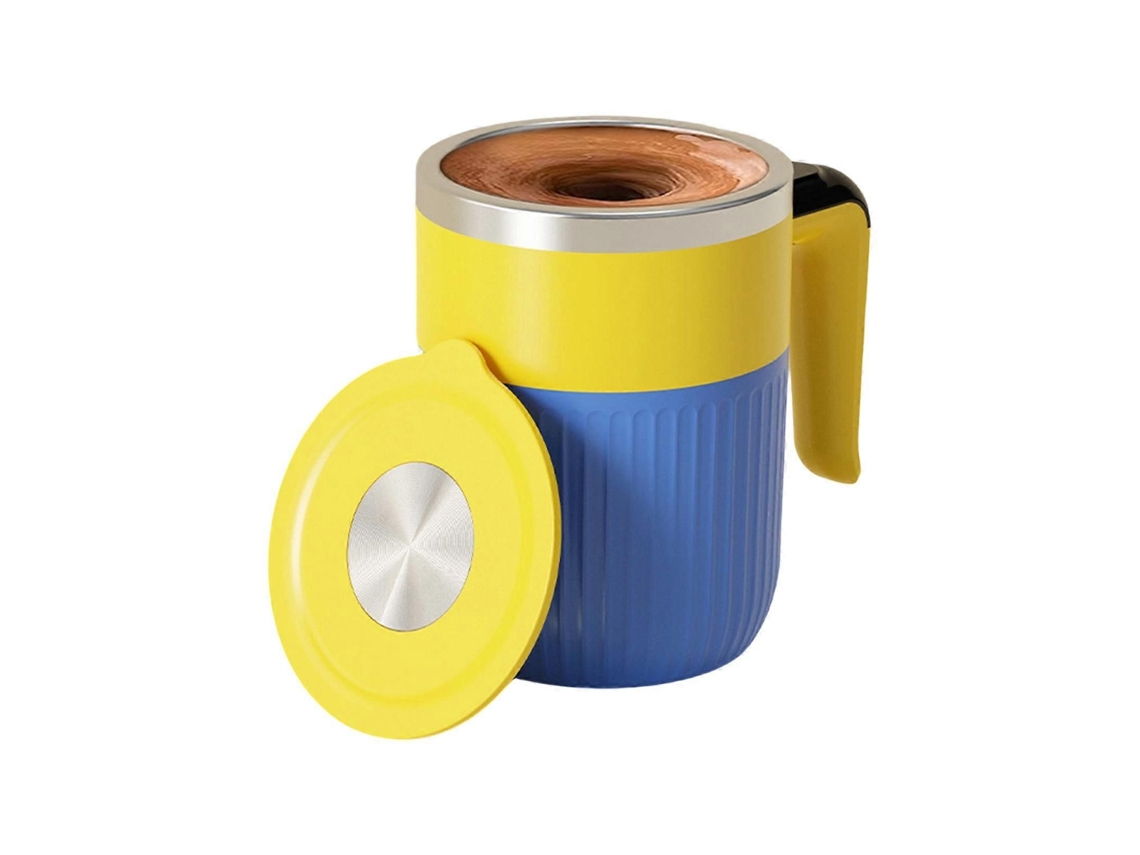Copo Misturador Automático em Aço Inoxidável 316 de Qualidade Alimentar para Preparo Rápido e Fácil de Bebidas, nas Cores Amarelo e Azul. TAISHENGDA