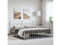 Vidaxl Estrutura De Cama Com Cabeceira E Pés 193x203 Cm Metal Branco