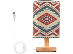 Abajur De Cabeceira Com Estampa Étnica Para Quarto, Luminária De Cabeceira Led, Luminária De Leitura Com Portas Usb E