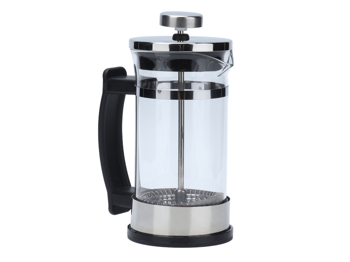 Cafeteira Francesa De Vidro Borossilicato Resistente A Altas Temperaturas, Aço Inoxidável Polido 350ml Com Filtragem Dupla Camada.