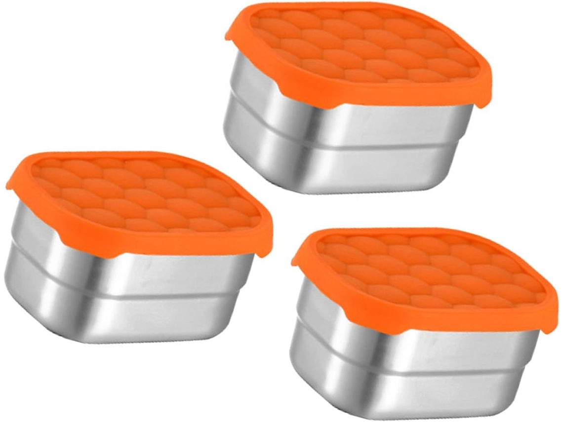 Conjunto De 3 Lancheiras Aço Inoxidável, Recipiente Portátil Para Alimentos Em Aço Inoxidável, Lancheira À Prova De