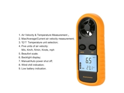 Anemômetro Digital Lcd Com Velocímetro De Vento, Termômetro E Retroiluminação Para Medição De Ar
