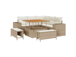 Conjunto 8 Conjunto De Móveis De Jardim Vidaxl Bege Vime Pe (100 X 100 X 71 Cm)