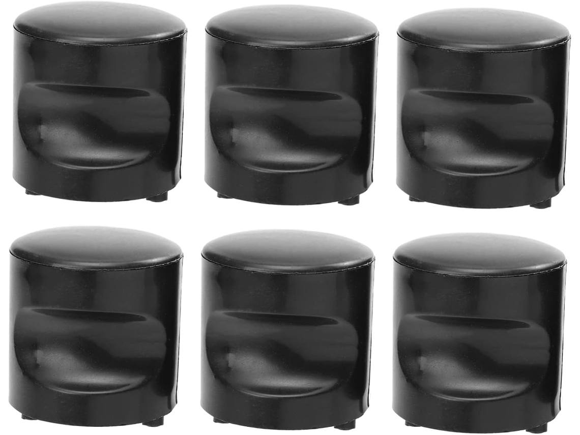 Conjunto De 6 Puxadores Cilíndricos Pretos Plástico Para Portas Correr