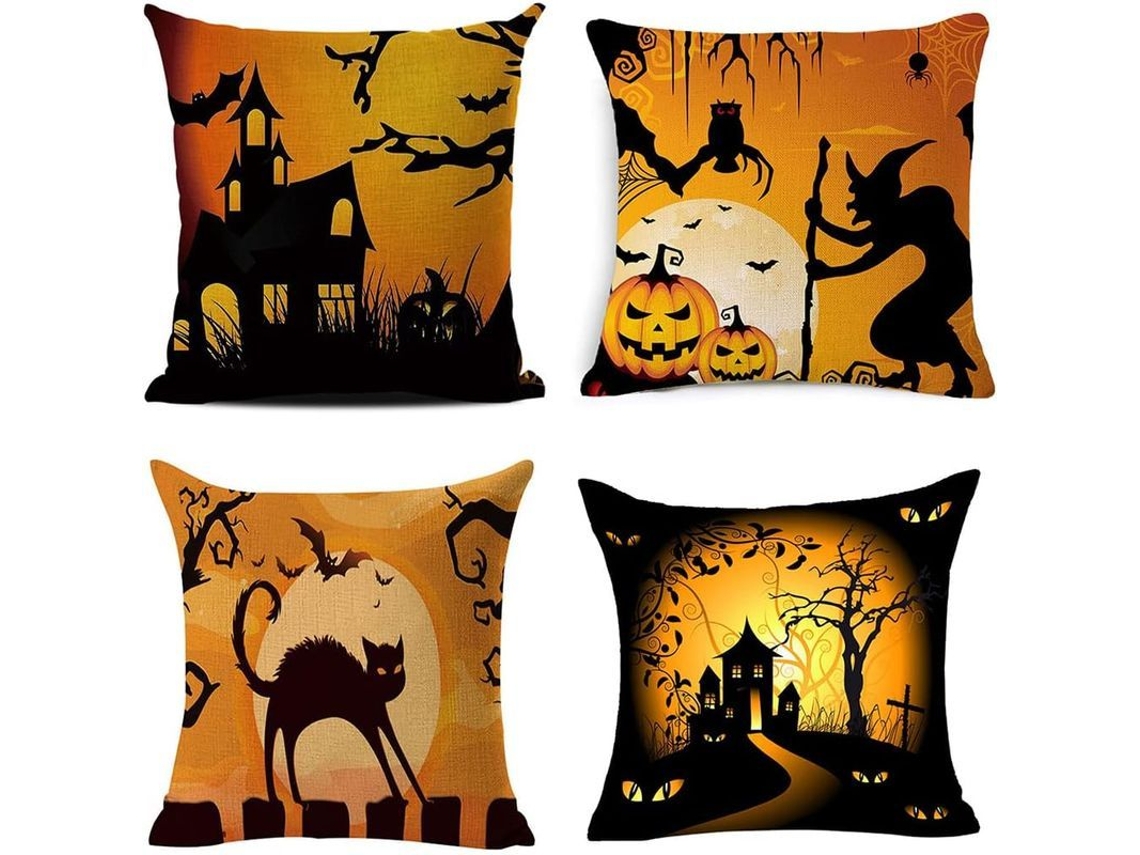 Capas de Travesseiro de Halloween 18x18, 4 Peças | S/MARCA