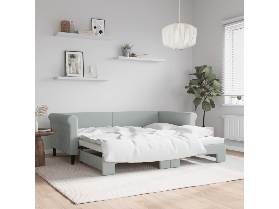 Vidaxl Sofá-cama Com Gavetão 90x190 Cm Veludo Cinzento-claro