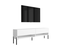 Suporte De Tv 170 Cm Branco Fosco, Pernas Pretas Retas, 170 × 32 × 52 Cm 3E 3XE LIVING.COM