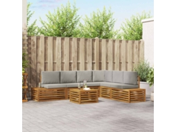 Vidaxl 7 Unid. Conjunto De Sofás Para Exterior Cinza Natural E Claro
