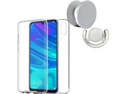 Kit Capa, PopSocket e Suporte PopSocket Huawei Y9 2019 3x1 360º Impact Protection Transparente