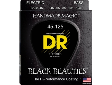 Jogo de Cordas Baixo Elétrico DR BKB5-45 BLACK BEAUTIES (.045 - .065 - .085 - .0105 - .0125 - Níquel)