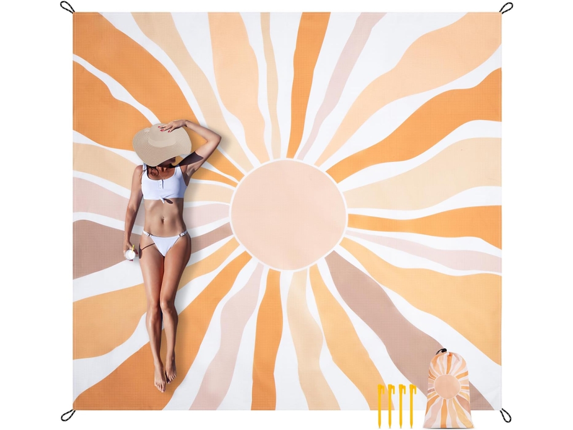 Manta De Praia Impermeável E Resistente À Areia, Tamanho Extra Grande (210 X 200 Cm) Para Até 8 Adultos, Feita De Poliéster Leve, Ideal Para Piqu