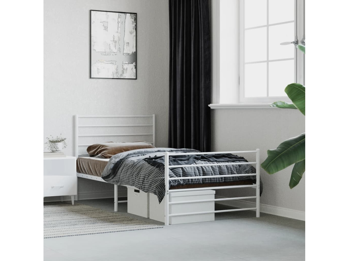 Estrutura De Cama Com Cabeceira E Pés 80x200 Cm Metal Branco