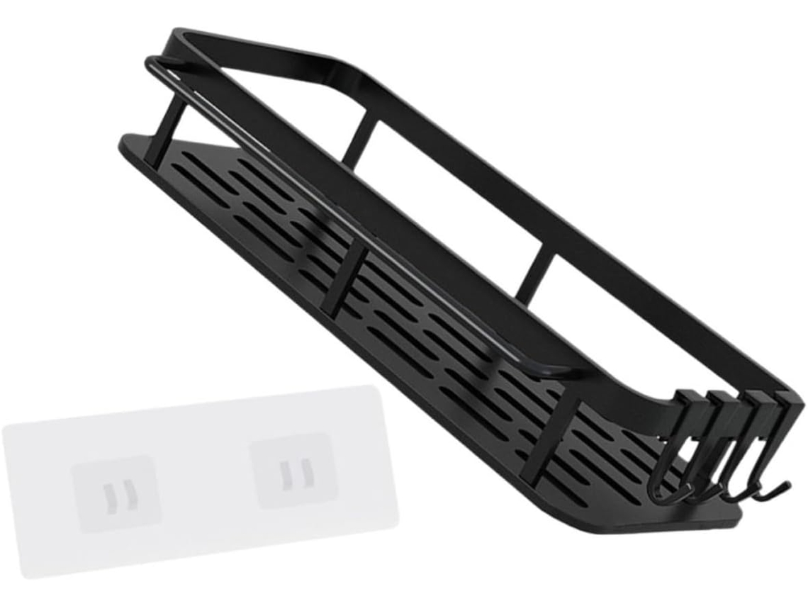 Suporte De Parede Adesivo Para Banheiro Kombuida Em Aço Inoxidável, Preto, Instalação Sem Furos, Resistente Ao