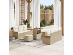 Vidaxl Conjunto De Sofá De Jardim 9 Unid. Bege Vime Pe