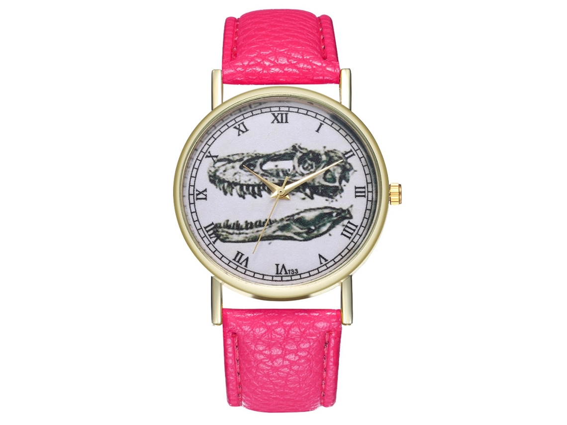 Reloj Analógico De Cuarzo Para Hombre Y Mujer De Cuero Pu Moda Ocio Rojo Rosa