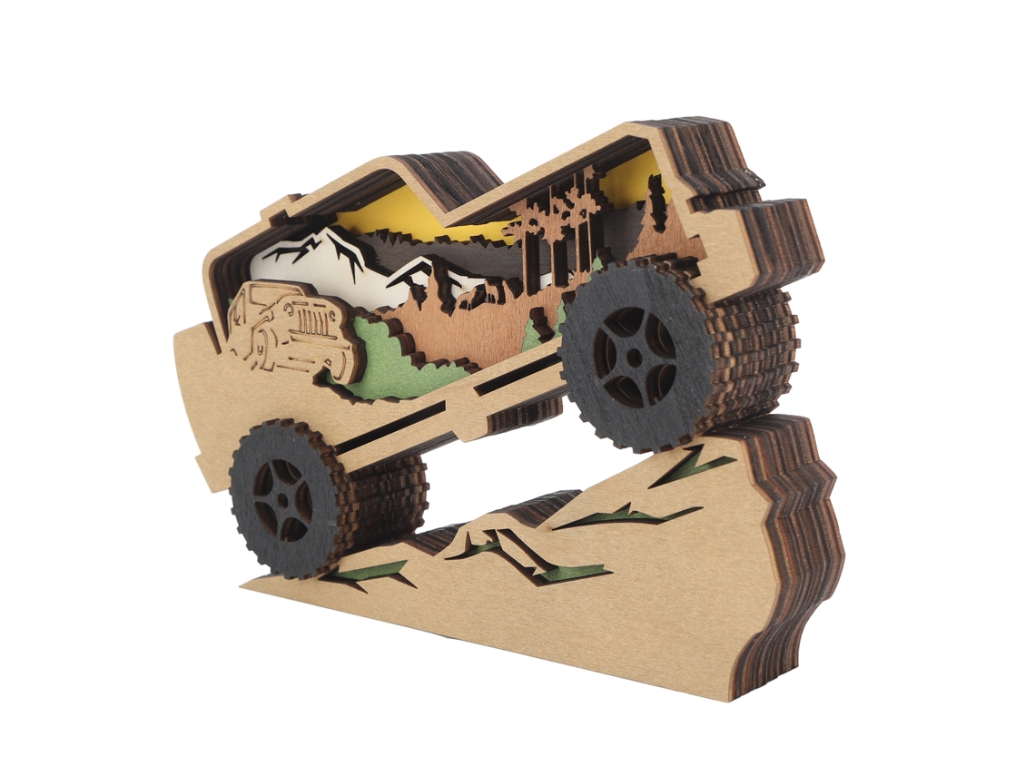 Modelo de Carro de Madeira com Escultura Múltipla para Decoração