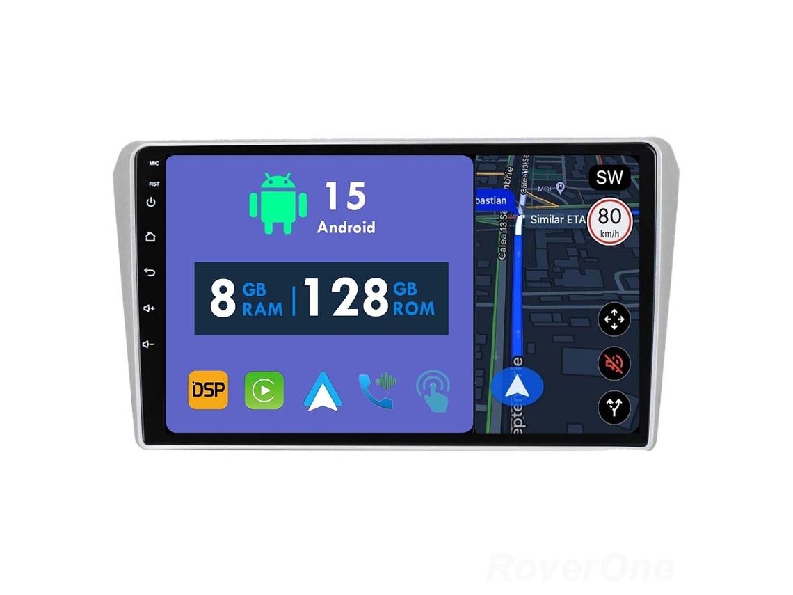 Auto Rádio Carro Bluetooth Autoradio 8GB RAM 128G ROM CarPlay Navegação GPS Ecrã Táctil RoverOne para Toyota Avensis T250 2 II 2002-2009  