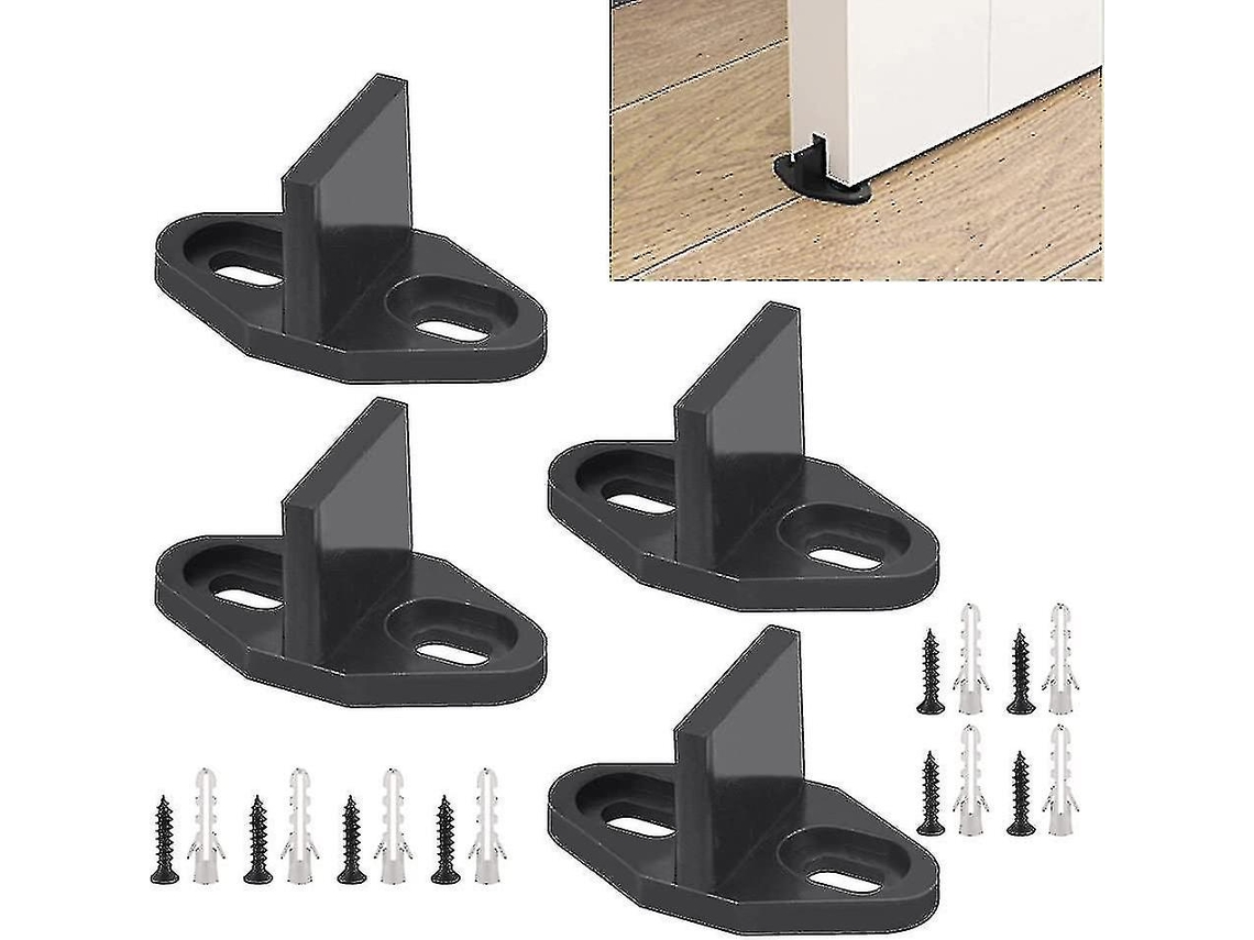 Guia de piso para portão deslizante de fazenda, 4 peças, suporte de parede, material pom resistente, design em T, anti deslizante, sem ruído | S/MARCA