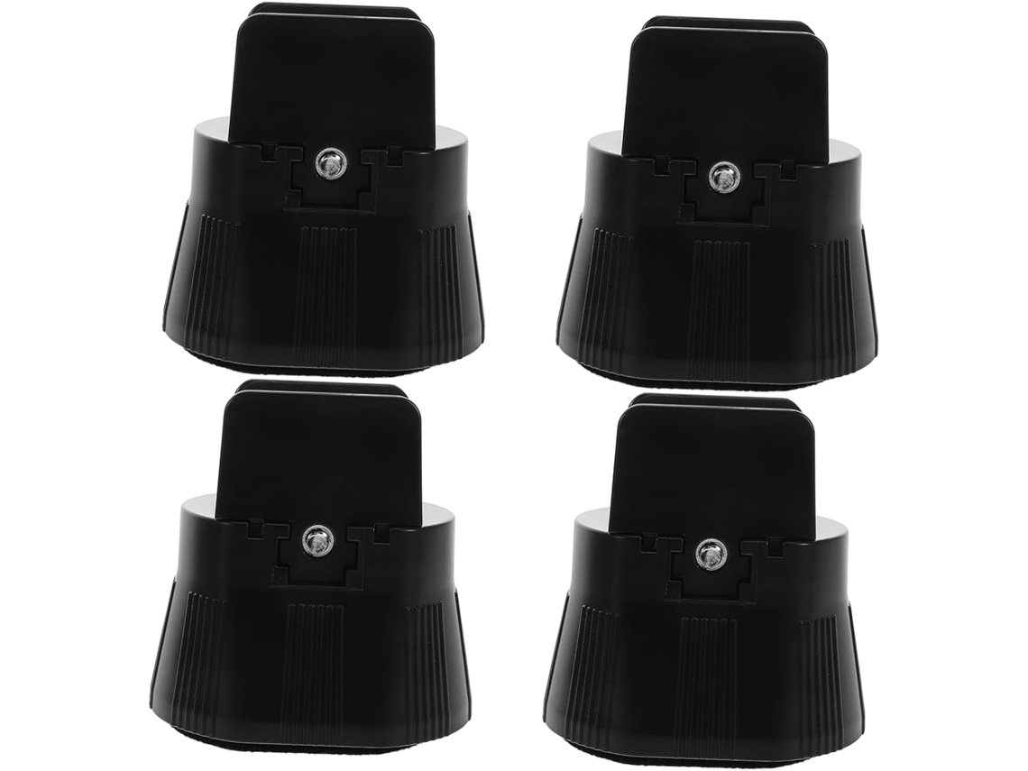 Elevadores De Móveis Ajustáveis E Antiderrapantes, Com Base Fixa Em Abs Preto, Conjunto De 4 Peças, Para Cama, Mesa E