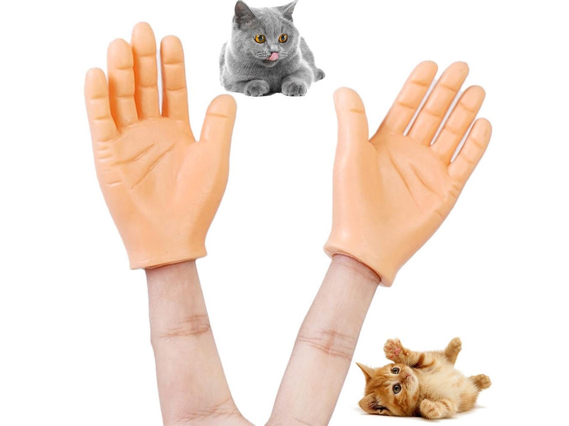 Mali jogo de Bonecos de Dedo para Gatos Pequenos Mãos Simuladas Duráveis Portáteis 2 Unidades