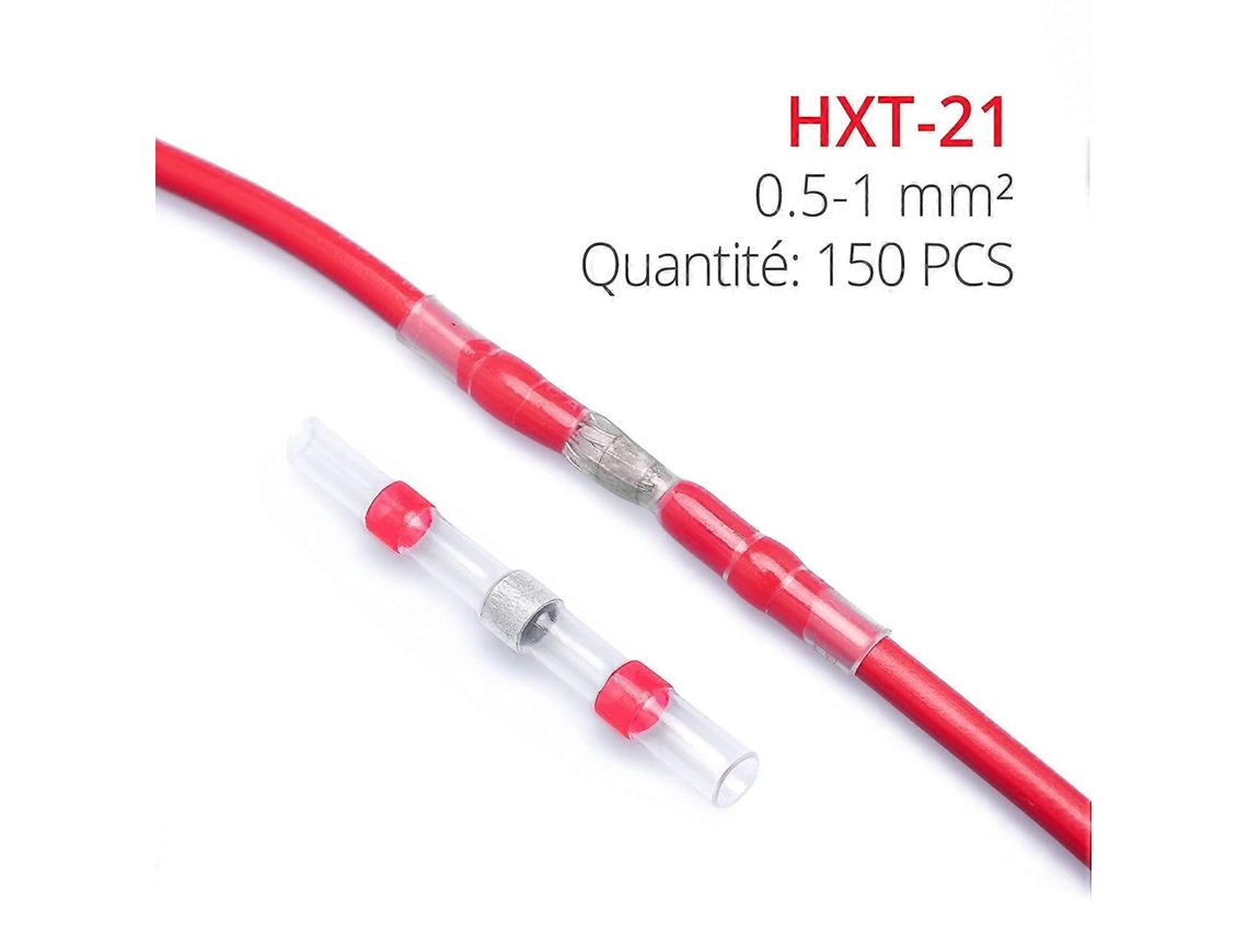 100 Conectores de Cable Termorretráctiles Resistentes À Água com Soldadura Vermelho 0.5 0.75mm