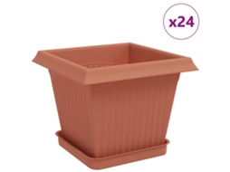 Vidaxl Vasos De Plantas 24 Pcs Vermelho Tijolo 20 X 20 X 16 Cm