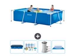 Piscina com Estrutura Retangular INTEX 300 X 200 X 75 Cm Azul Incluída Acessórios Cb1