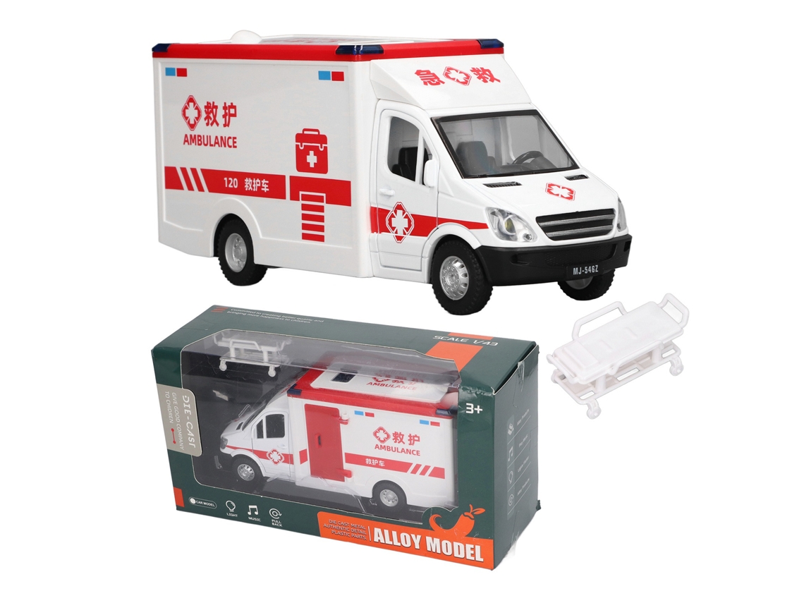 Ats Simulation League Ambulância Carro de Brinquedo com Rodas de Alta Fricção, Luz e Som para Crianças