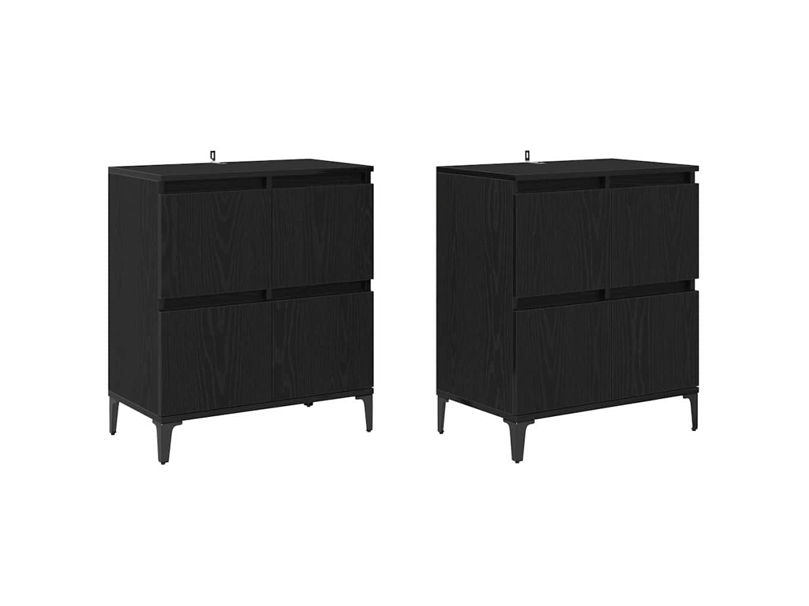 Conjunto 2 Buffet De Madeira Vidaxl Preto Derivados De Madeira (60 X 35 X 70 Cm)