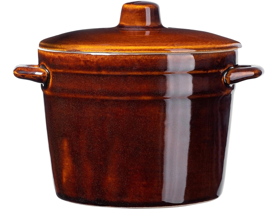 Kadax Olla De Gres Athena Com Tampa E Alças Laterais 2,5 L Castanho