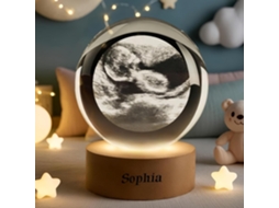 Luminária De Mesa Em Formato Bola Cristal Personalizada, Com Foto