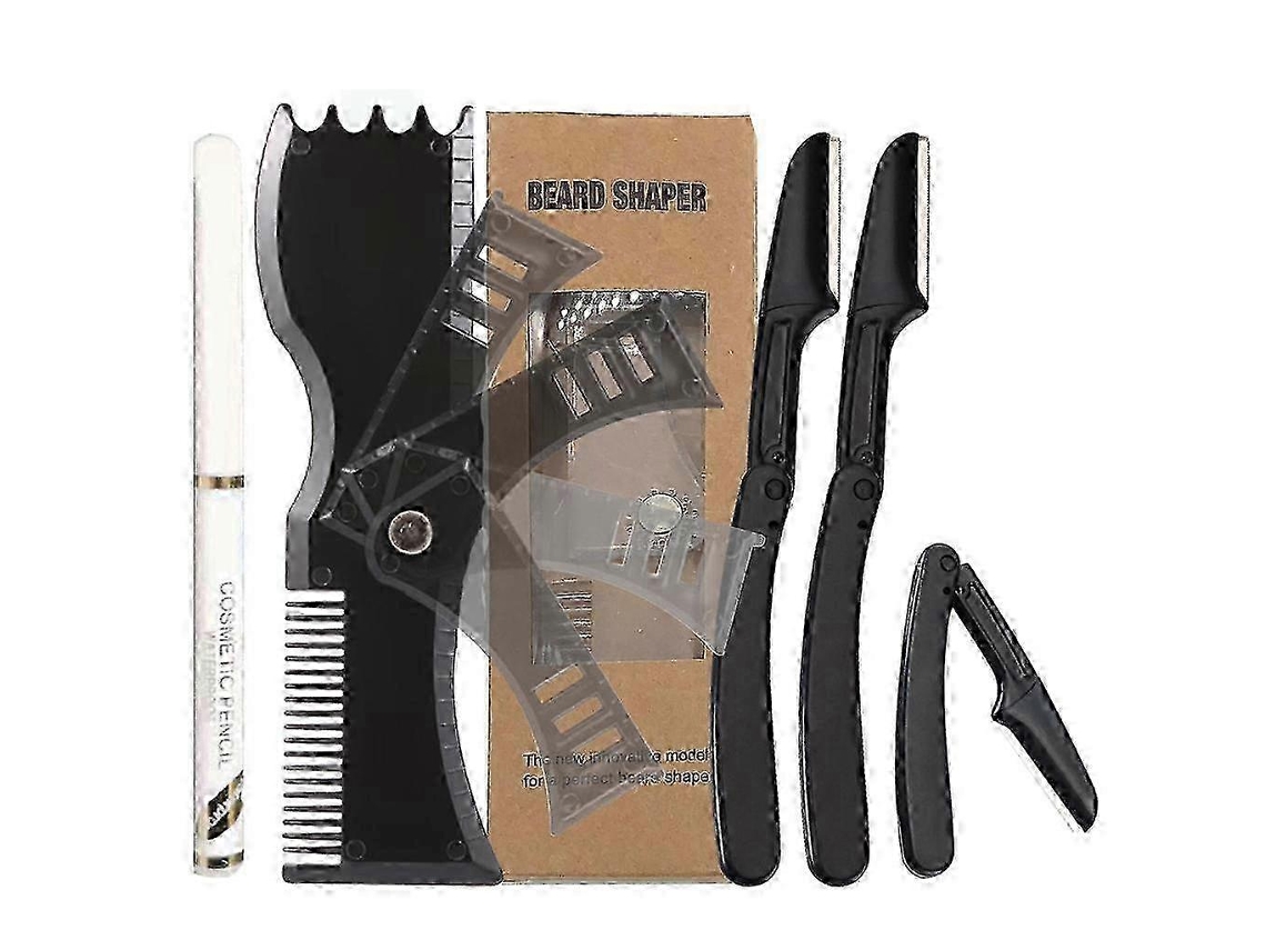 Kit De Modelador De Barba Com Guia De Stencil, Para Modelagem E Estilo De Barba