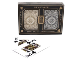 Cartas De Poker Kem, Pacote Com 2 Unidades, 100 Preto/dourado Nijdam