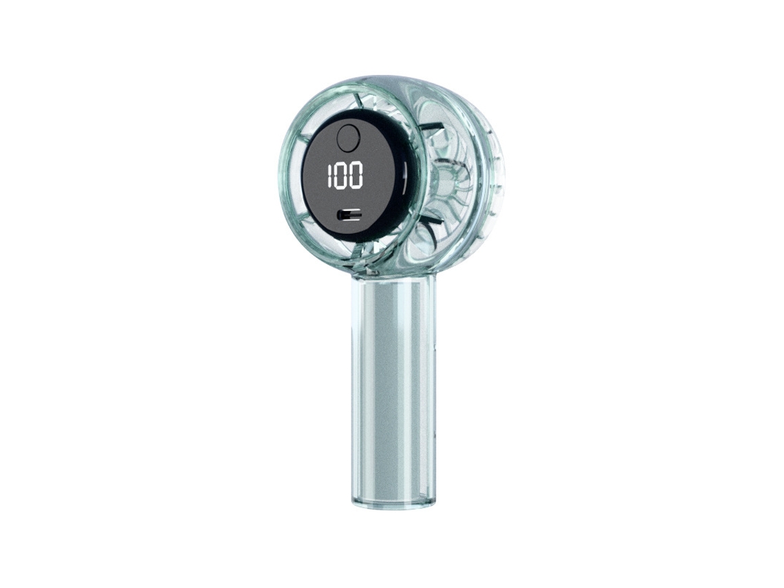 Mini ventilador turbo portátil com visor digital, carregamento USB, fluxo de ar potente