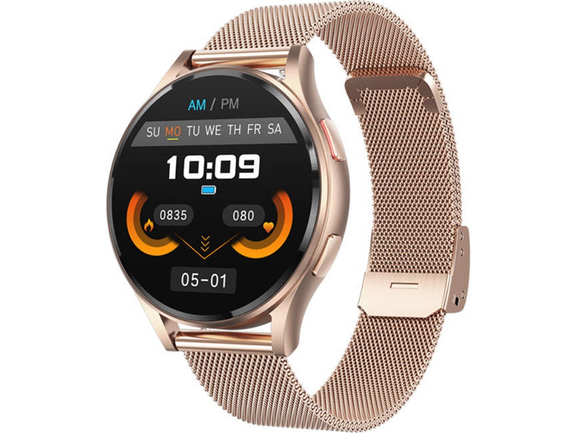 Smartwatch com Chamada Bluetooth, Reprodução de Música, Alertas e Monitor ECG, Rosa, 