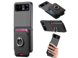 Capa Para Celular Motorola Moto Razr 40 Com Fecho Magnético, Porta-cartões Em Tecido Sarjado E Argola Na Parte Traseira.