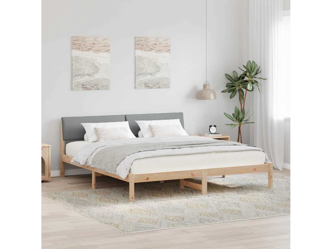 Vidaxl Estrutura Da Cama Marrom E Cinza Claro 200 X 200 Cm